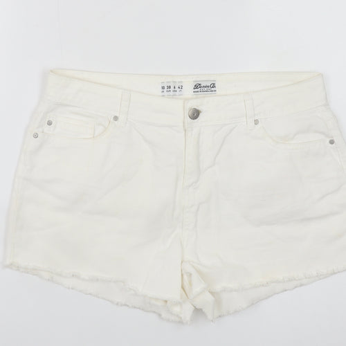 Denim Co. Women's White Size 10 Cut-Off Cotton Shorts