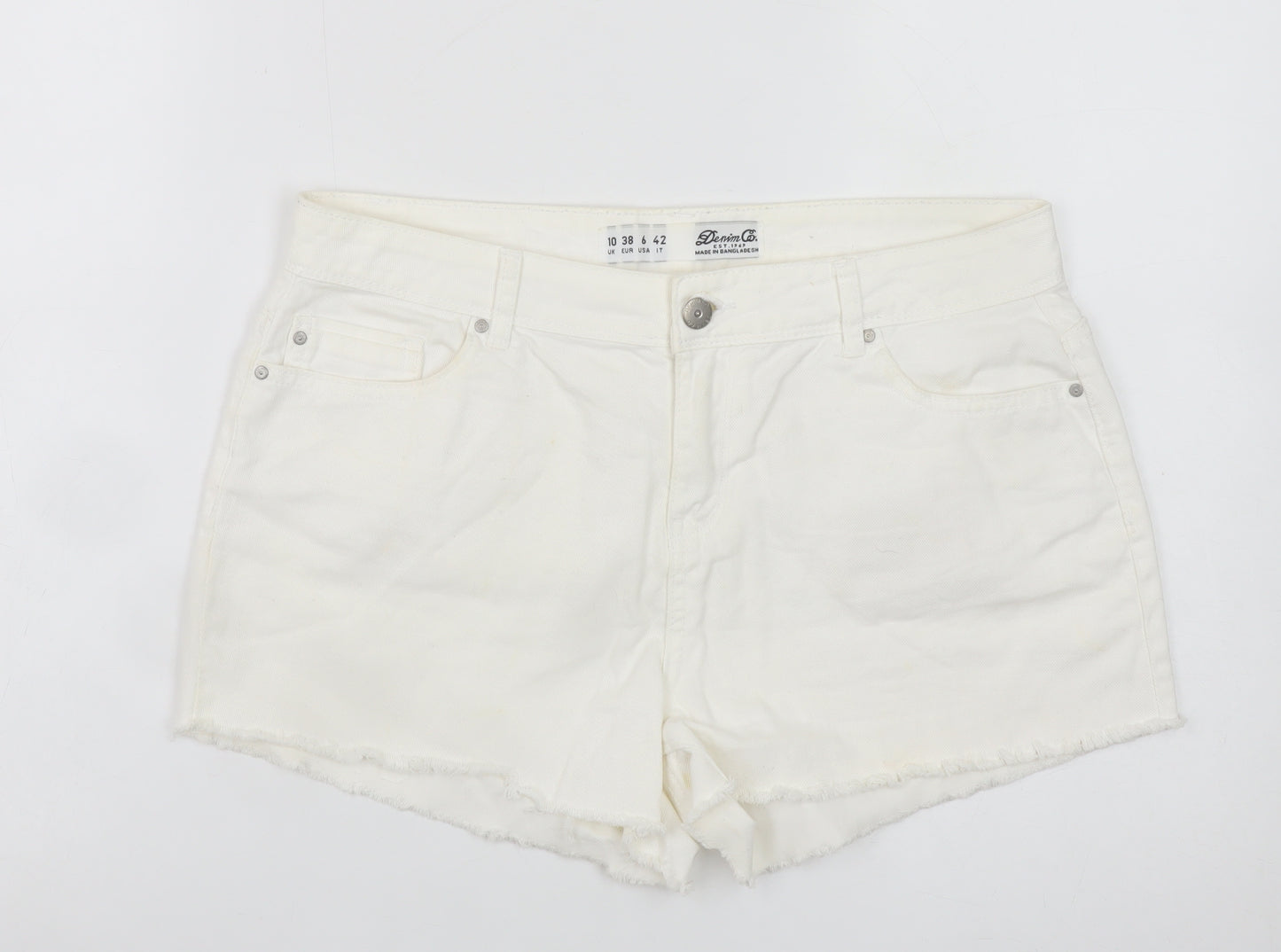 Denim Co. Women's White Size 10 Cut-Off Cotton Shorts