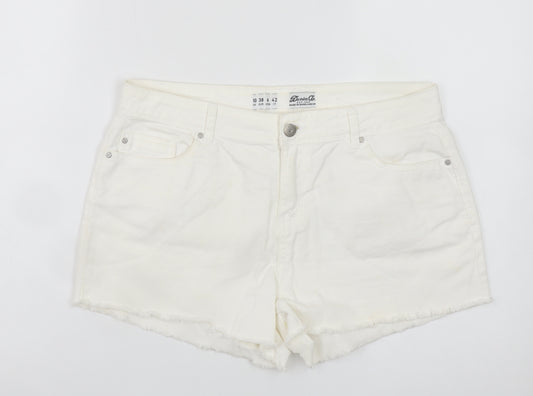 Denim Co. Women's White Size 10 Cut-Off Cotton Shorts