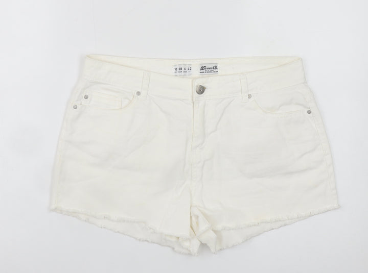 Denim Co. Women's White Size 10 Cut-Off Cotton Shorts