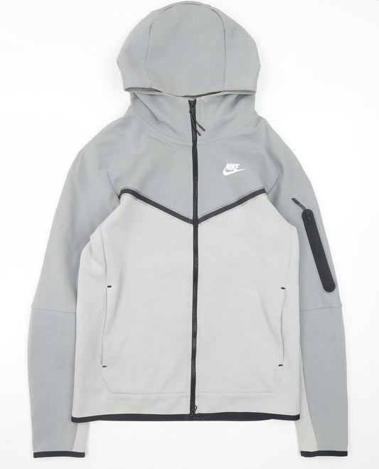Nike Men's Grey Full Zip Hoodie Size S Lightweight Cotton