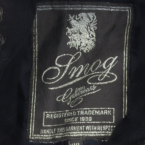Smog Men’s Black 2XL Hooded Puffer Jacket with Faux Fur Trim