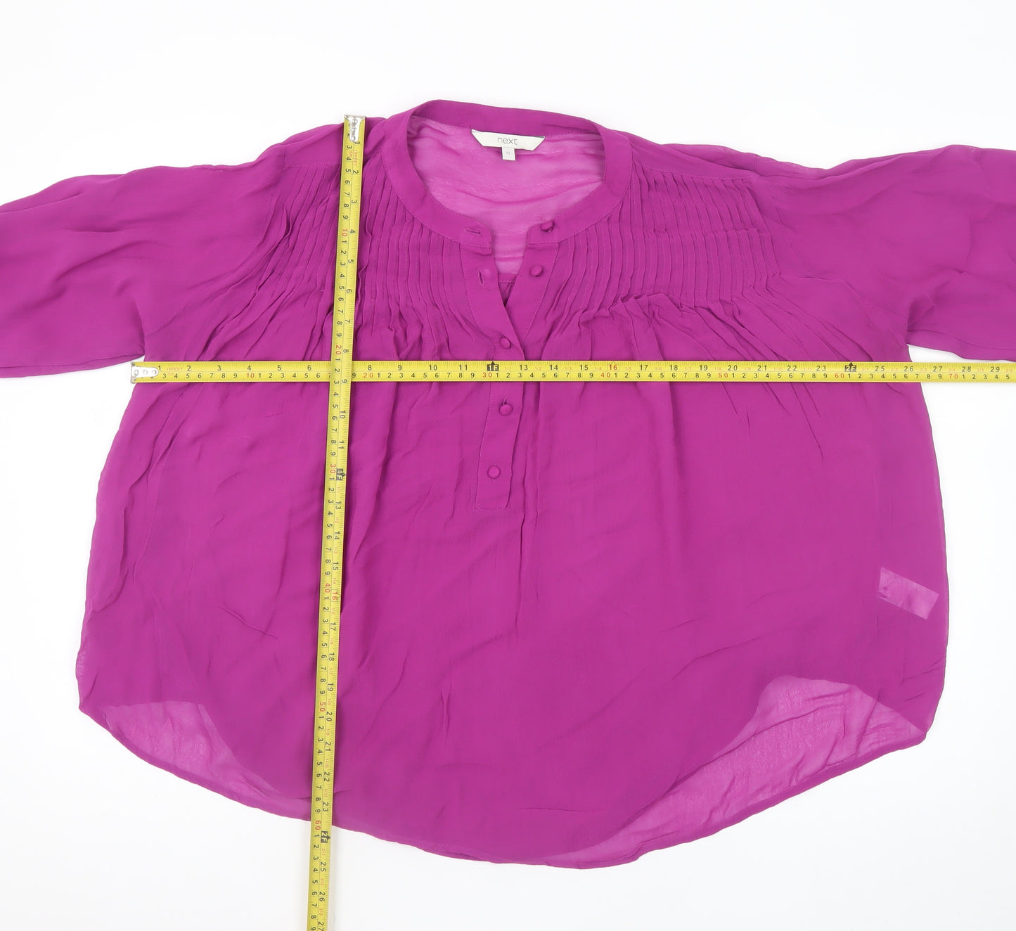 Next Women's Purple Viscose Tunic Blouse Size 12 Long Sleeve