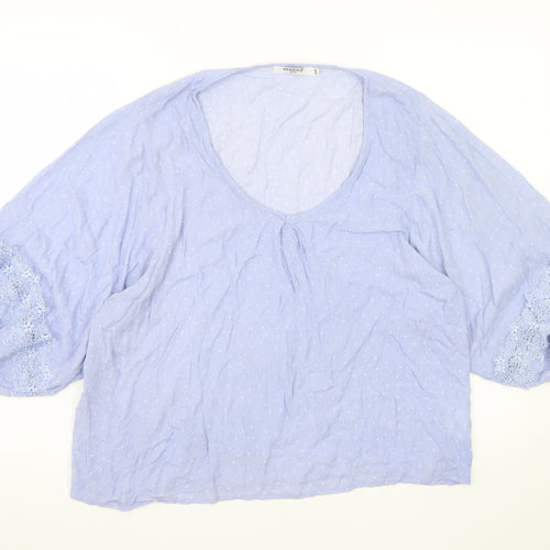 Sweewë Paris Womens Blue Polka Dot Cotton Boho Blouse S
