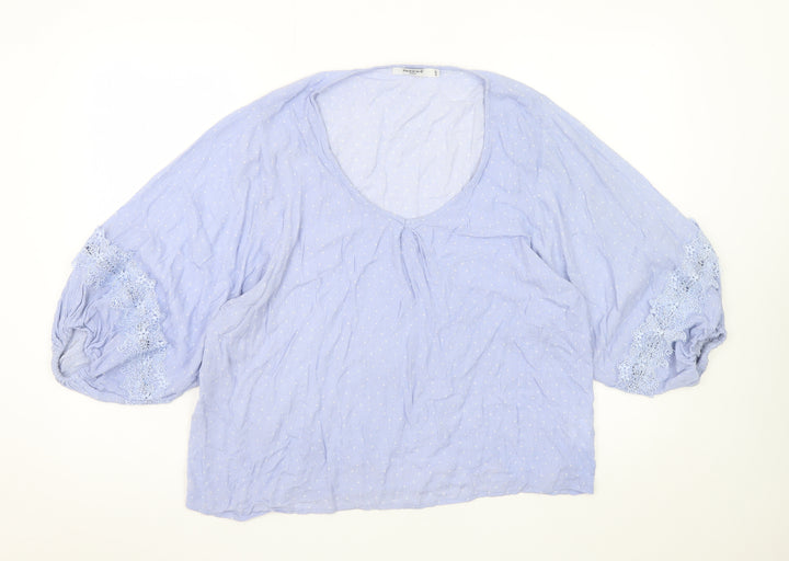 Sweewë Paris Womens Blue Polka Dot Cotton Boho Blouse S