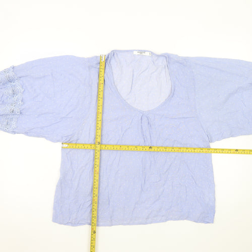 Sweewë Paris Womens Blue Polka Dot Cotton Boho Blouse S