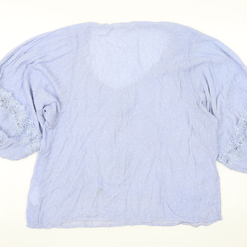 Sweewë Paris Womens Blue Polka Dot Cotton Boho Blouse S