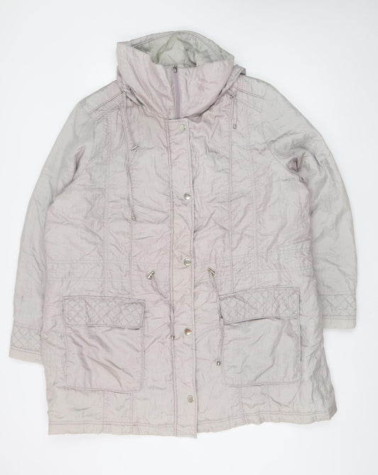 Bm Collection Women’s Beige Hooded Mid-Length Rain Coat Jacket Size 22