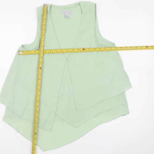 H&M Women Green Chiffon Sleeveless Camisole Tank Top Size 10