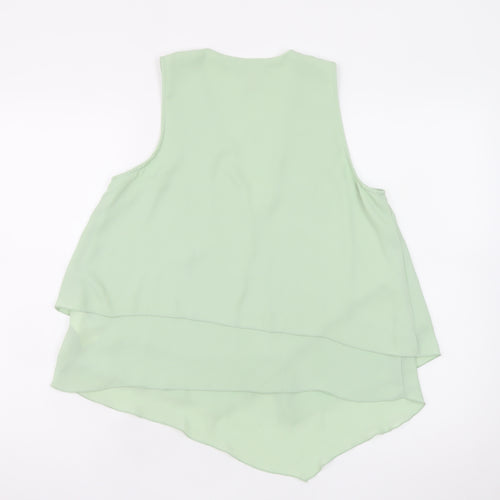 H&M Women Green Chiffon Sleeveless Camisole Tank Top Size 10