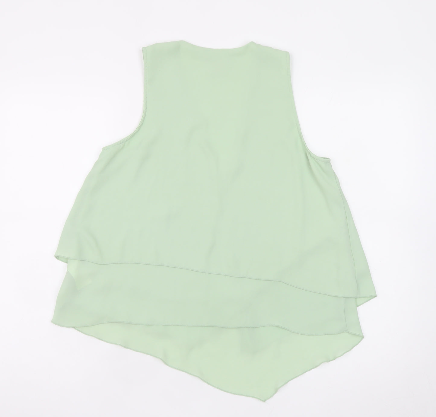 H&M Women Green Chiffon Sleeveless Camisole Tank Top Size 10