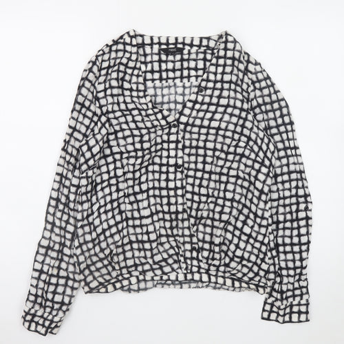 Next Women’s Black Checked Viscose Long Sleeve Blouse Size 12