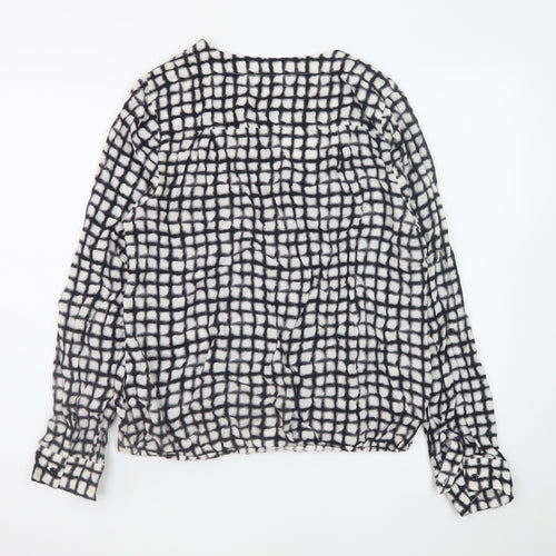 Next Women’s Black Checked Viscose Long Sleeve Blouse Size 12
