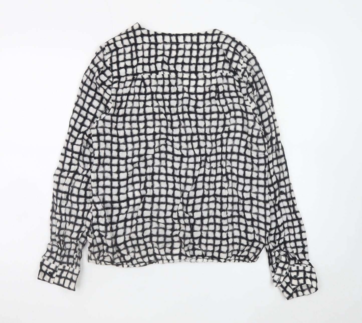 Next Women’s Black Checked Viscose Long Sleeve Blouse Size 12
