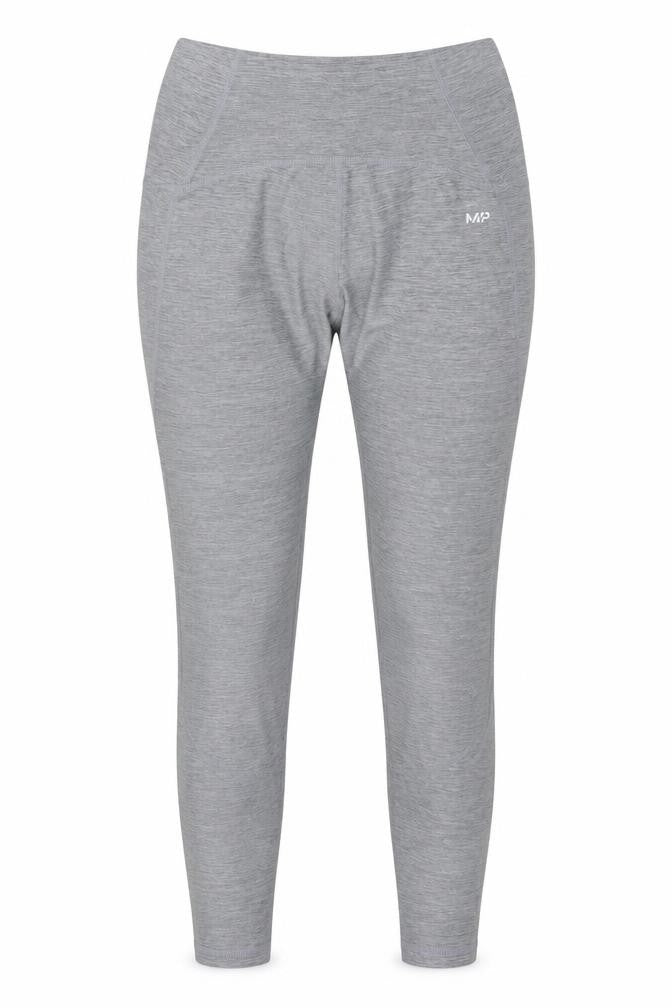 Front view of Myprotein Women's Grey High Waist Ankle Leggings, size S, Stretch Fit