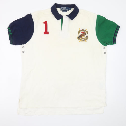 Polo Ralph Lauren Men's Beige Custom Fit Polo Shirt XL Embroidered Crest