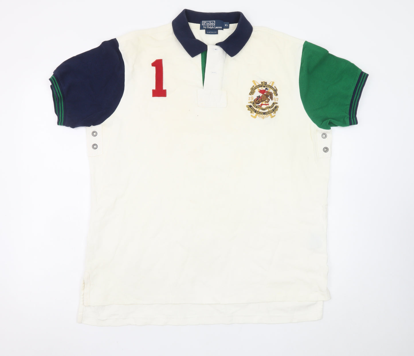 Polo Ralph Lauren Men's Beige Custom Fit Polo Shirt XL Embroidered Crest