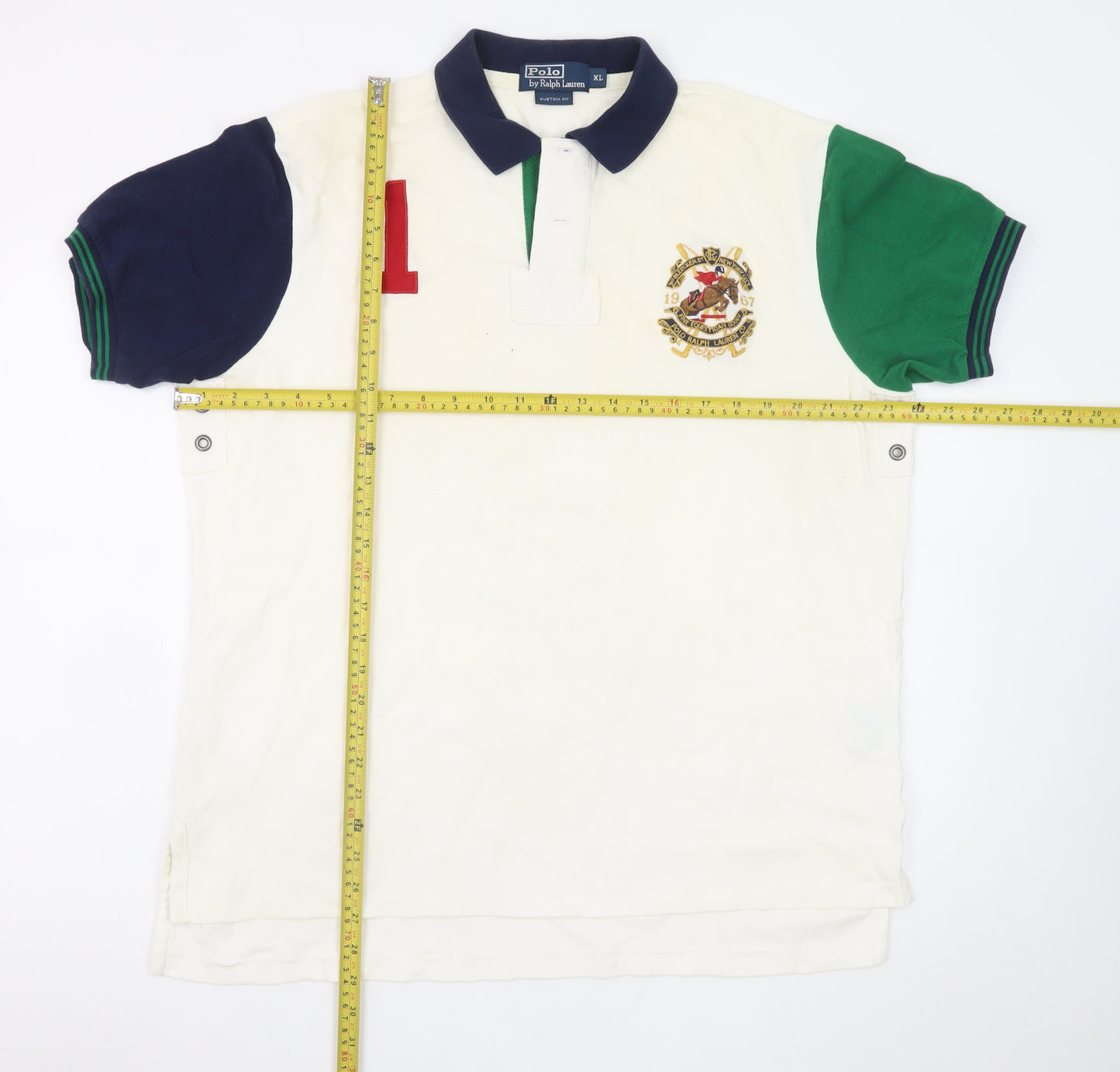 Polo Ralph Lauren Men's Beige Custom Fit Polo Shirt XL Embroidered Crest
