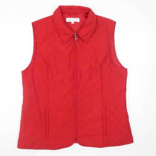 Clodagh Callaghan Women's Red Quilted Zip Waistcoat Size 18
