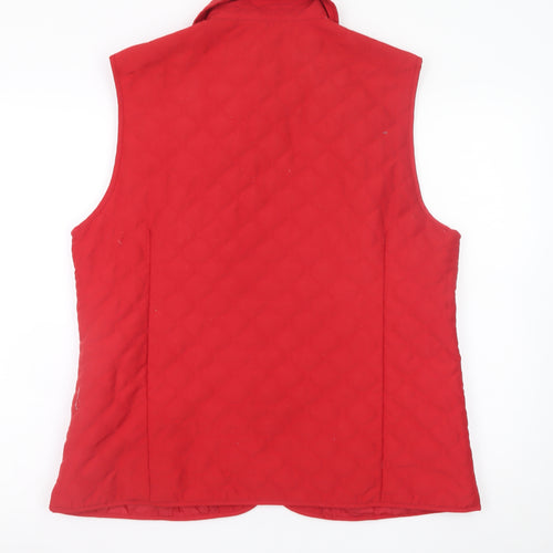 Clodagh Callaghan Women's Red Quilted Zip Waistcoat Size 18