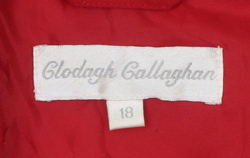 Clodagh Callaghan Women's Red Quilted Zip Waistcoat Size 18