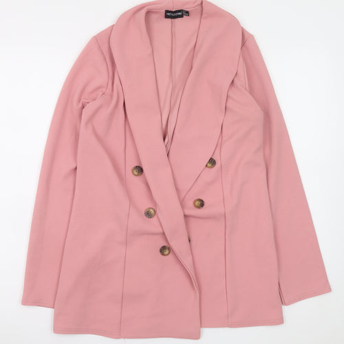 PrettyLittleThing Women’s Pink Double-Breasted Shawl Collar Blazer UK 8