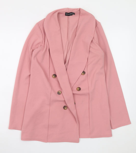 PrettyLittleThing Women’s Pink Double-Breasted Shawl Collar Blazer UK 8