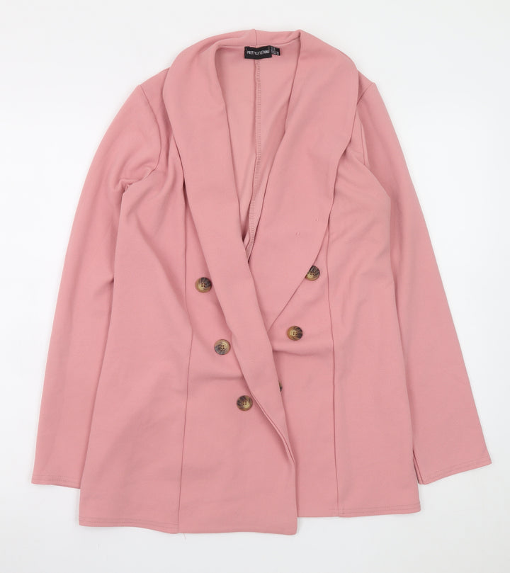 PrettyLittleThing Women’s Pink Double-Breasted Shawl Collar Blazer UK 8