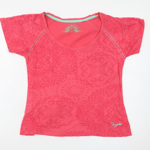 TOG24 Women's Pink Floral Short Sleeve Cotton T-Shirt UK 10-12