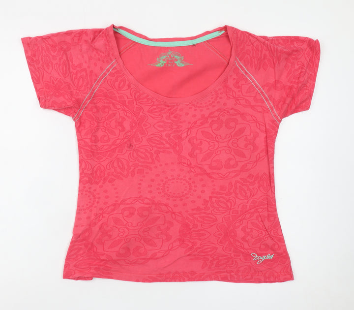 TOG24 Women's Pink Floral Short Sleeve Cotton T-Shirt UK 10-12