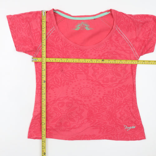 TOG24 Women's Pink Floral Short Sleeve Cotton T-Shirt UK 10-12