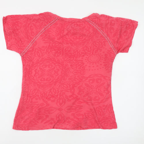 TOG24 Women's Pink Floral Short Sleeve Cotton T-Shirt UK 10-12