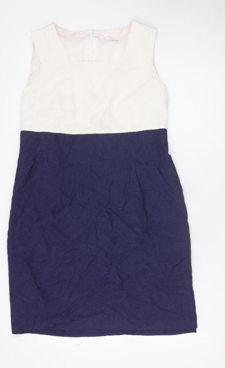 Marks and Spencer Women's Multicoloured Linen Shift Dress Size 16