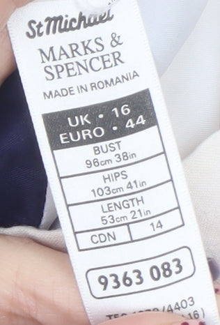 Marks and Spencer Women's Multicoloured Linen Shift Dress Size 16