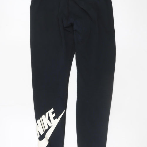 Nike Women's Black Mid-Rise Cotton Stretch Logo Leggings M