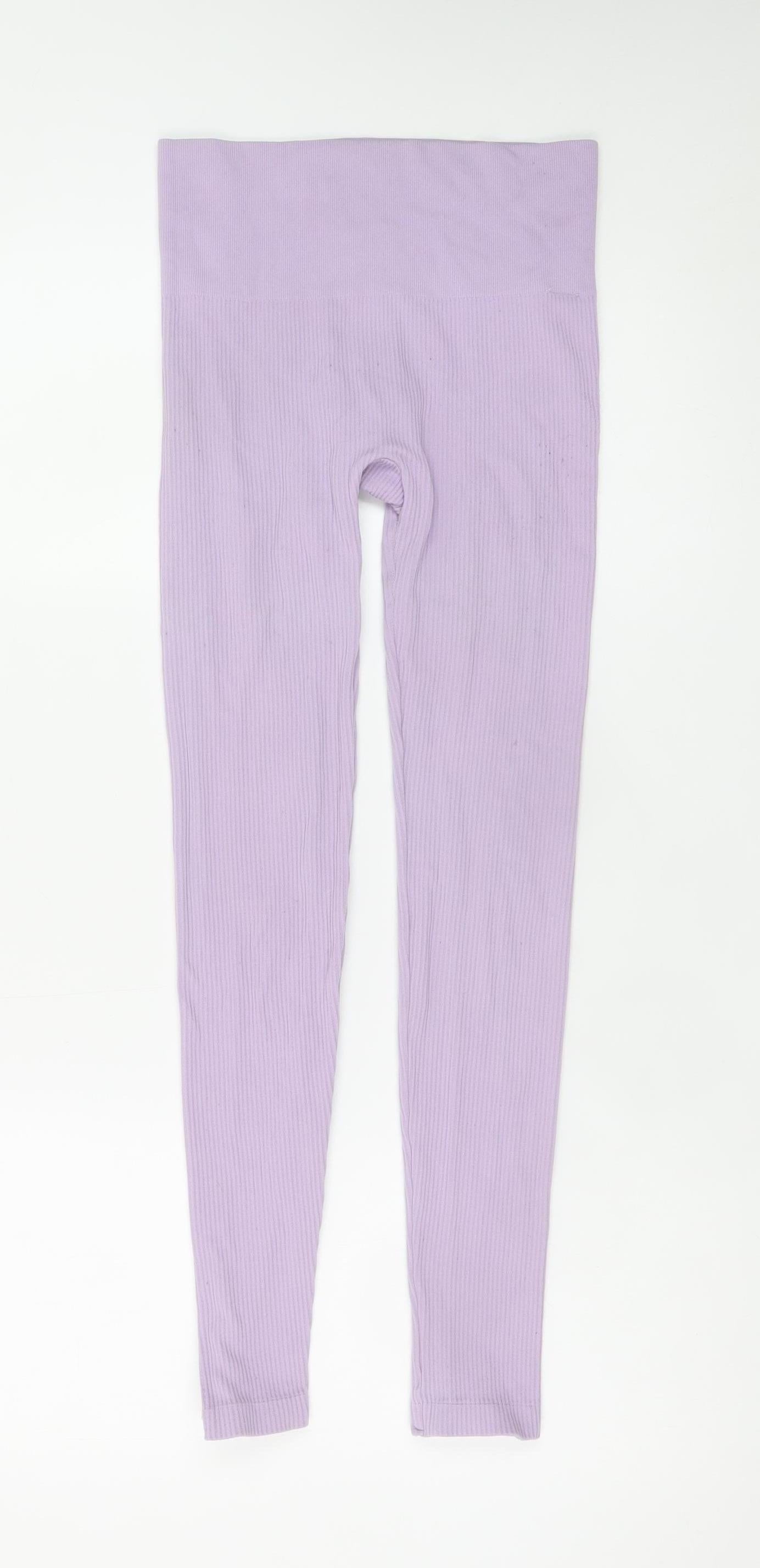 Stradivarius Women Purple Seamless High Rise Leggings Size S