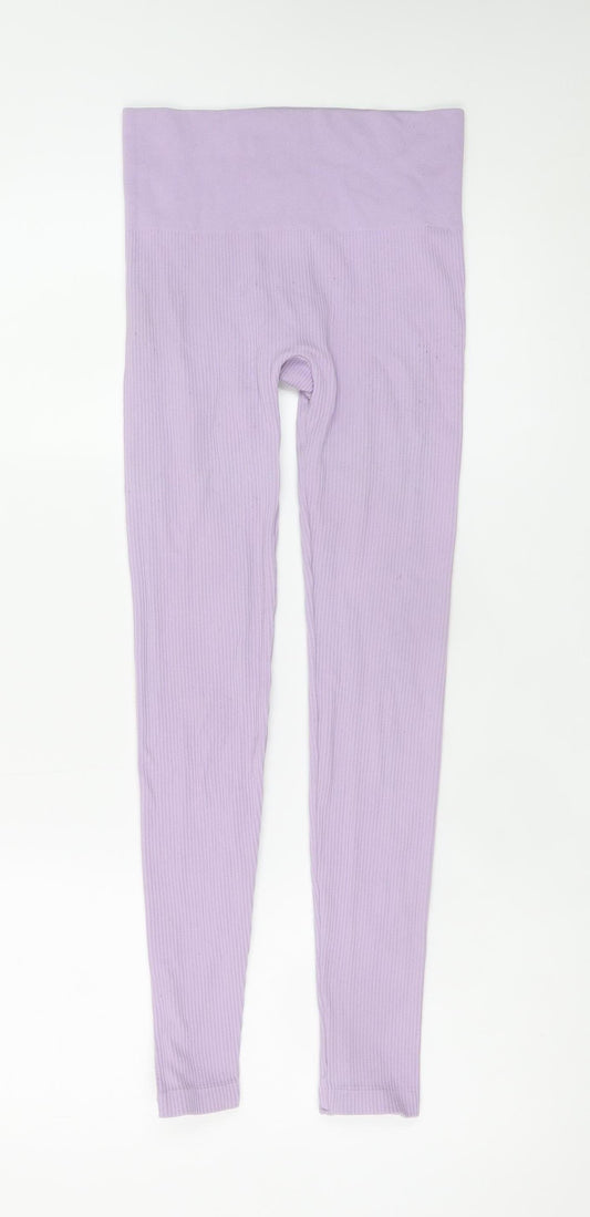Stradivarius Women Purple Seamless High Rise Leggings Size S