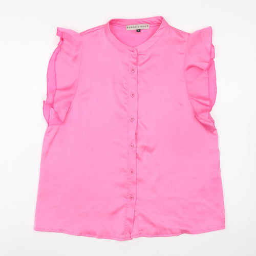 Rowen Avenue Women’s Pink Ruffle Sleeveless Blouse Size S