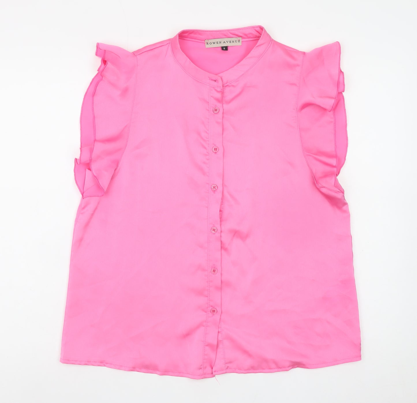 Rowen Avenue Women’s Pink Ruffle Sleeveless Blouse Size S