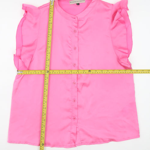 Rowen Avenue Women’s Pink Ruffle Sleeveless Blouse Size S