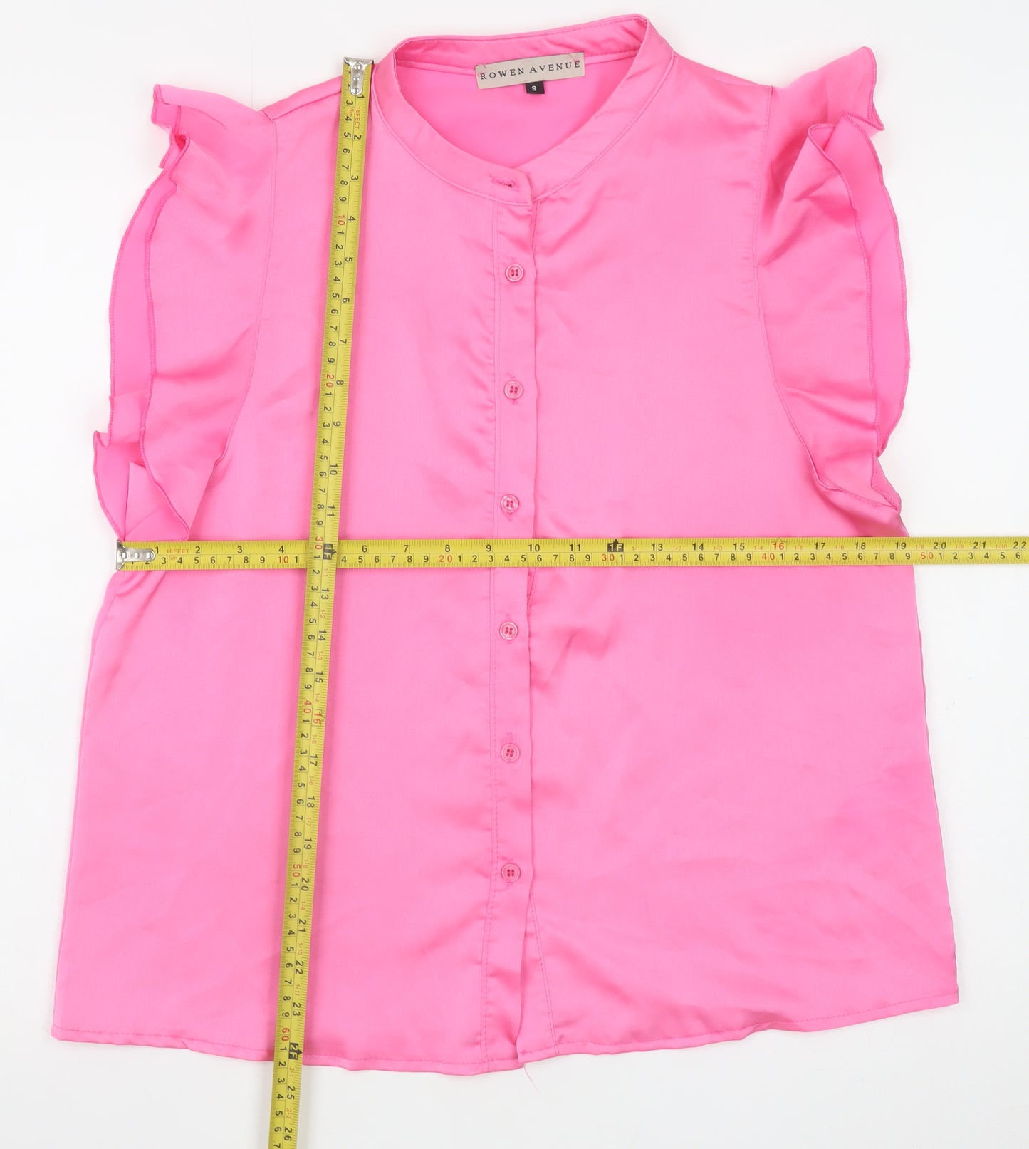 Rowen Avenue Women’s Pink Ruffle Sleeveless Blouse Size S