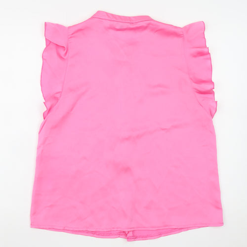 Rowen Avenue Women’s Pink Ruffle Sleeveless Blouse Size S