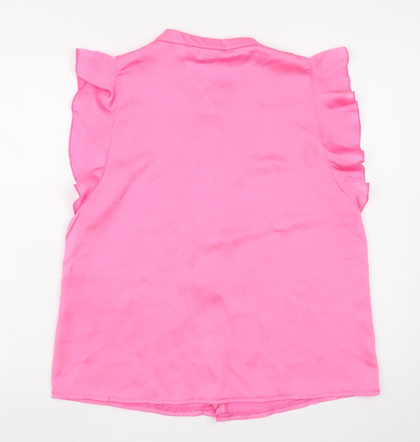 Rowen Avenue Women’s Pink Ruffle Sleeveless Blouse Size S