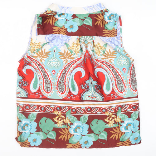 Sophylline Women’s Multicoloured Paisley Floral Sleeveless Tunic Blouse M