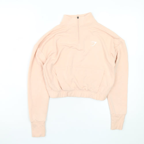 Gymshark Women’s Beige XS 1/4 Zip Cropped Sweatshirt