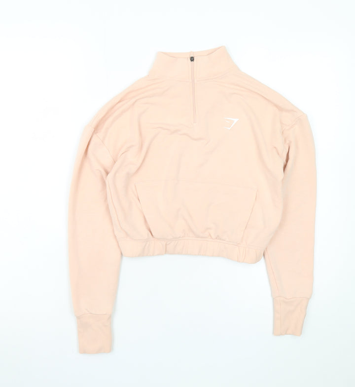 Gymshark Women’s Beige XS 1/4 Zip Cropped Sweatshirt