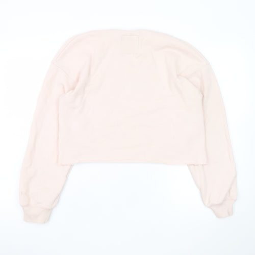 Hollister Women’s Pink Cropped Pullover Sweatshirt Small Logo Print