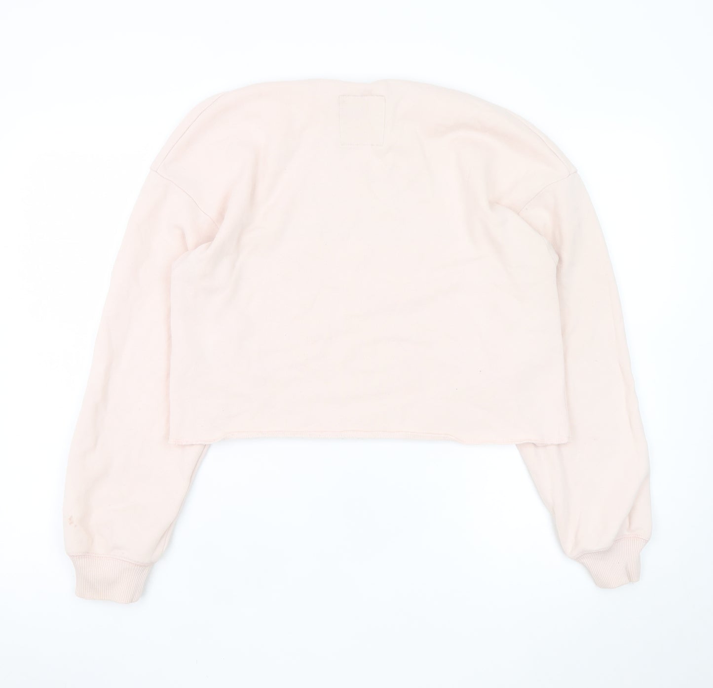 Hollister Women’s Pink Cropped Pullover Sweatshirt Small Logo Print