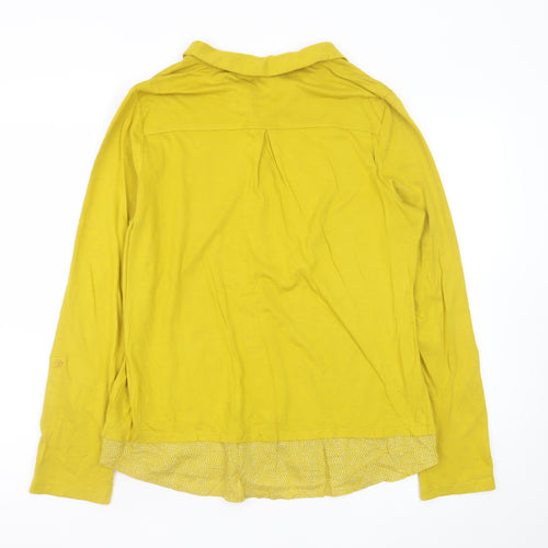 White Stuff Womens Yellow Button-Up Collared Long Sleeve Shirt UK 14