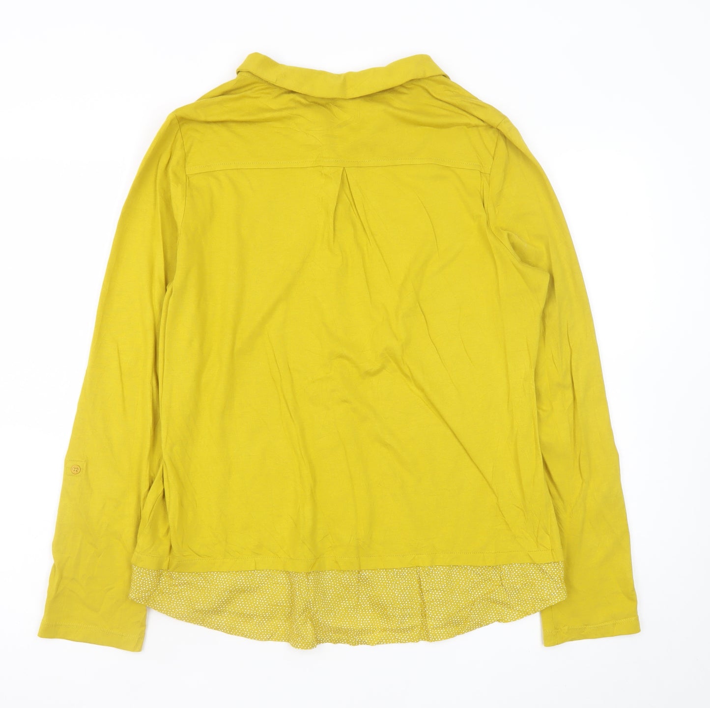 White Stuff Womens Yellow Button-Up Collared Long Sleeve Shirt UK 14